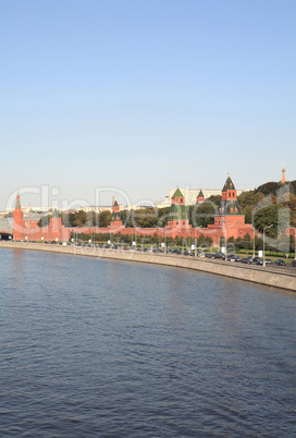 Kremlin tower,  quay and river