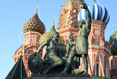 blessed basil cathedral and Statue of Minin and Pozharsky