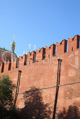 Kremlin wall on sky background