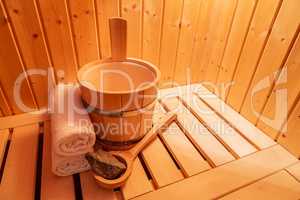 in a small Finnish sauna