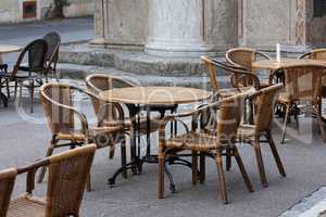 Typical view of the City street with tables in Germany