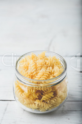 Jar of fusilli pasta
