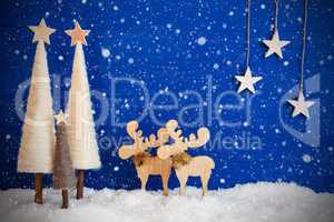 Christmas Tree, Moose, Snow, Copy Space, Snowflakes, Stars