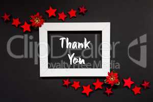 Frame, Red Winter Rose, Star, Text Thank You