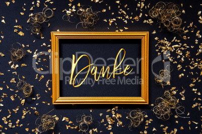 Frame, Golden Glitter Christmas Decoration, Danke Means Thank You