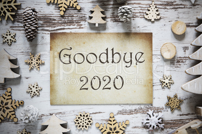Rustic Christmas Decoration, Paper, English Text Goodbye 2020