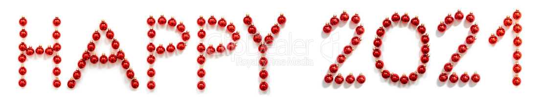 Red Christmas Ball Ornament Building Word Happy 2021