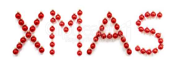 Red Christmas Ball Ornament Building Word Xmas