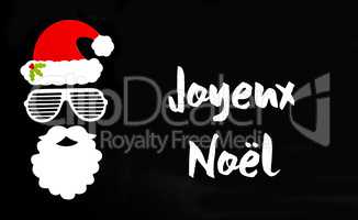 Santa Claus Paper Mask, Black Background, Joyeux Noel Means Merry Christmas