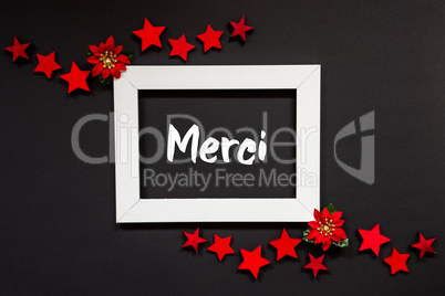 Frame, Red Winter Rose, Star, Merci Means Thank You