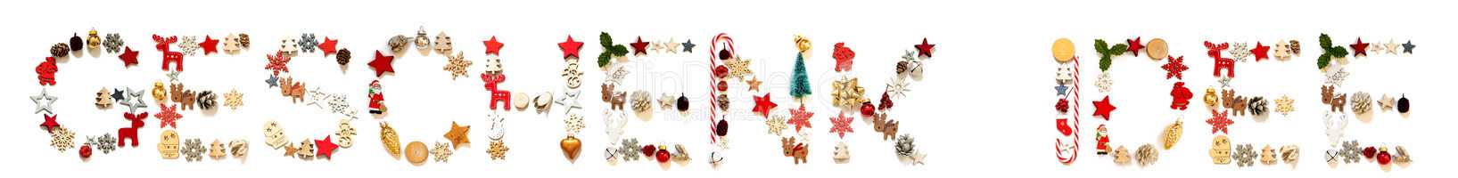 Colorful Christmas Decoration Letter Building Geschenk Idee Means Gift Idea