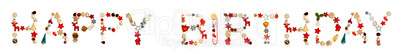 Colorful Christmas Decoration Letter Building Word Happy Birthday