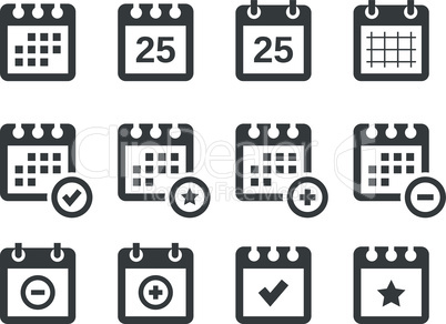 Calendar black vector icon set