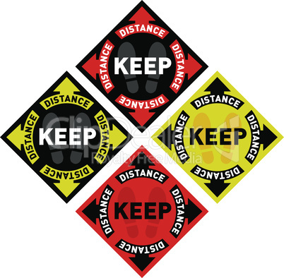 Social distancing floor sign. Keep Your Distance. Coronovirus epidemic protective. Vector illustration