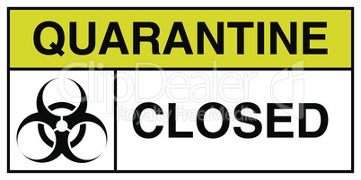 temporarily closed by the coronavirus sign in the color of bacteriological danger.