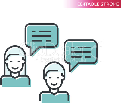 Web conversation, male and female line vector icon