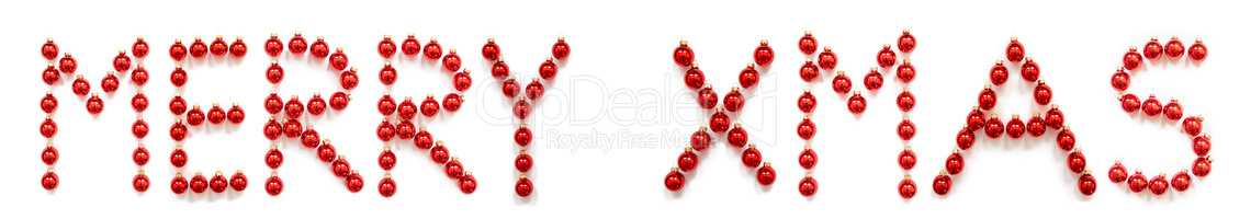 Red Christmas Ball Ornament Building Word Merry Xmas
