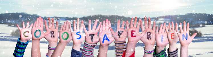 Children Hands, Corostaferien Means Corona Easter Holiday, Winter Background