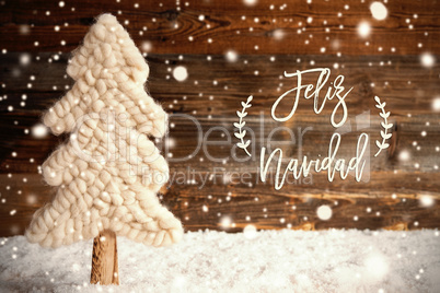 Fabric Christmas Tree, Snow, Feliz Navidad Means Merry Christmas, Snowflakes