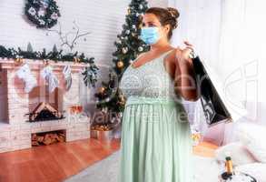 Einkaufen mit Maske an Weihnachten in Corona Zeiten