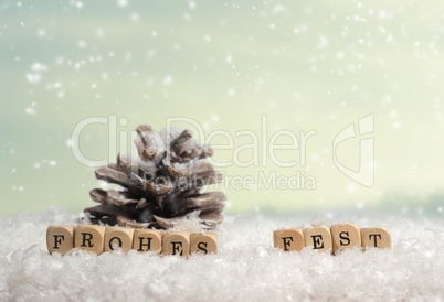 Small wooden blocks with the German inscription Merry Christmas