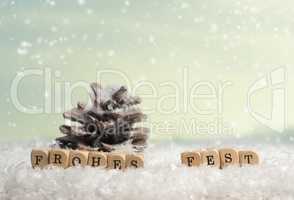 Small wooden blocks with the German inscription Merry Christmas