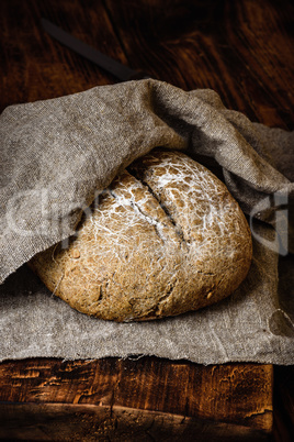 Freshly baked loaf of rye bread