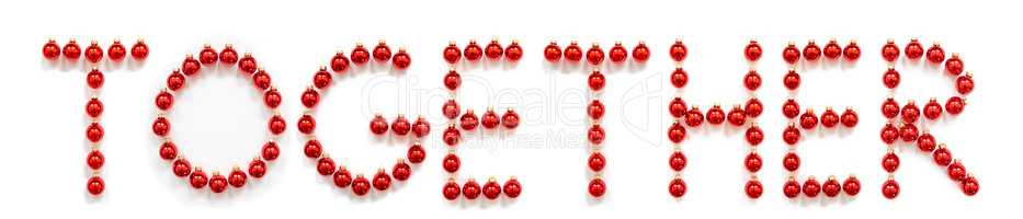 Red Christmas Ball Ornament Building Word Together
