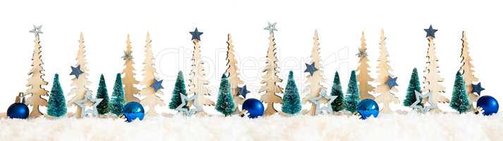 Christmas Tree Banner, Green Star And Ball Decoration, White Isolated Background