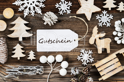 Label, Frame Of Christmas Decoration, Gutschein Means Voucher