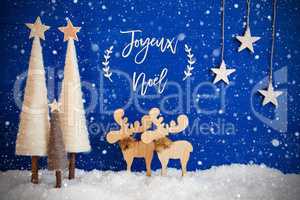 Christmas Tree, Moose, Snow, Star, Joyeux Neol Means Merry Christmas, Snowflakes