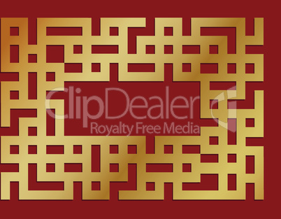 Chinese ornamental line border for abstract geometric frame decoration. Eastern vintage decorative frame with copy space in traditional asian design