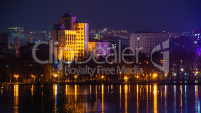 Winter night in Ternopil, Ukraine