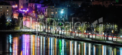 Winter night in Ternopil, Ukraine