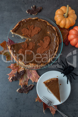 Halloween Kuchen, Schokoladen Kürbis Tarte