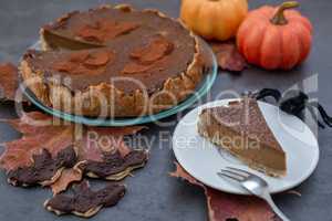 Halloween Kuchen, Schokoladen Kürbis Tarte