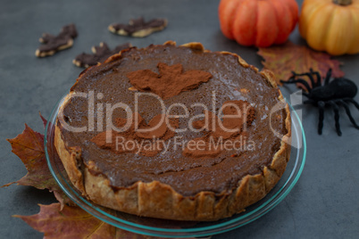 Halloween Kuchen, Schokoladen Kürbis Tarte