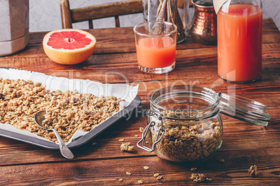 Homemade granola in jar