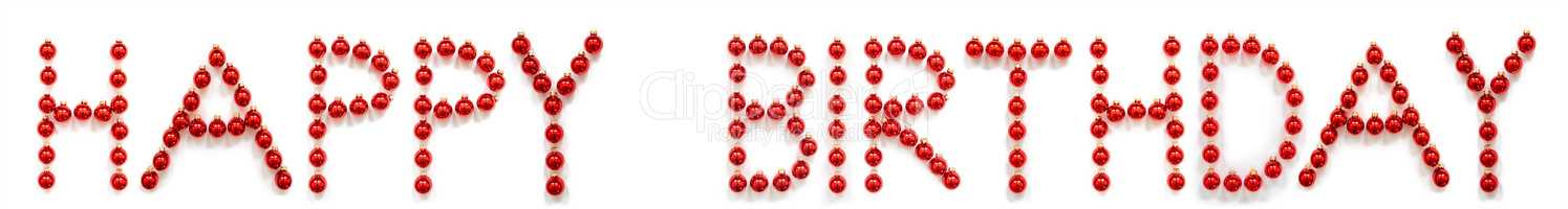 Red Christmas Ball Ornament Building Word Happy Birthday