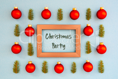 Christmas Texture, Ball, Branch, Frame, Text Christmas Party