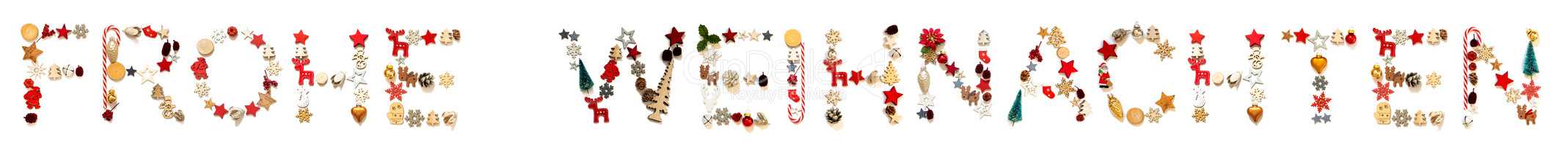Christmas Decoration Letter Building Frohe Weihnachten Means Merry Christmas