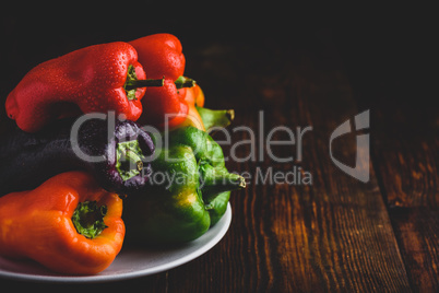 Fresh bell peppers on plate