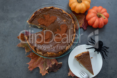 Halloween Kuchen, Schokoladen Kürbis Tarte