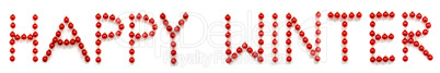Red Christmas Ball Ornament Building Word Happy Winter