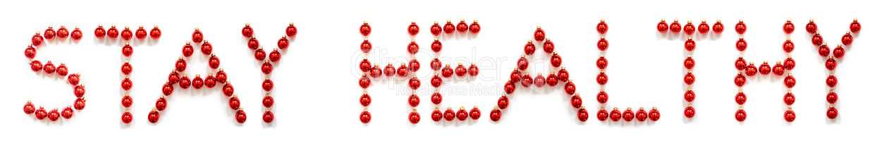 Red Christmas Ball Ornament Building Word Stay Healthy