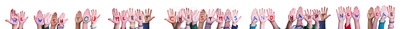 Children Hands Wish You A Merry Christmas And Happy New Year, White Background