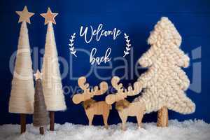 Christmas Tree, Moose, Snow, Text Welcome Back