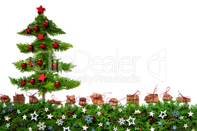 Christmas Tree, Red Balls, Fir Branch, Copy Space