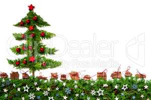 Christmas Tree, Red Balls, Fir Branch, Copy Space