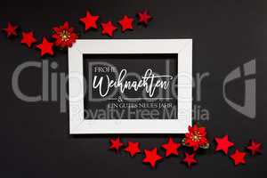 Frame, Red Winter Rose, Star, Gutes Neues Means Happy New Year